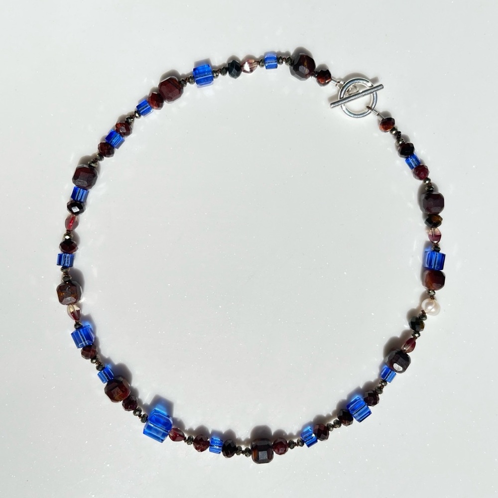 Hand Knotted Swarovski Gemstone and Sterling Necklace